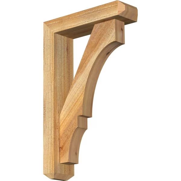 Balboa Craftsman Rough Sawn Bracket w/ Offset Brace, Western Red Cedar, 4